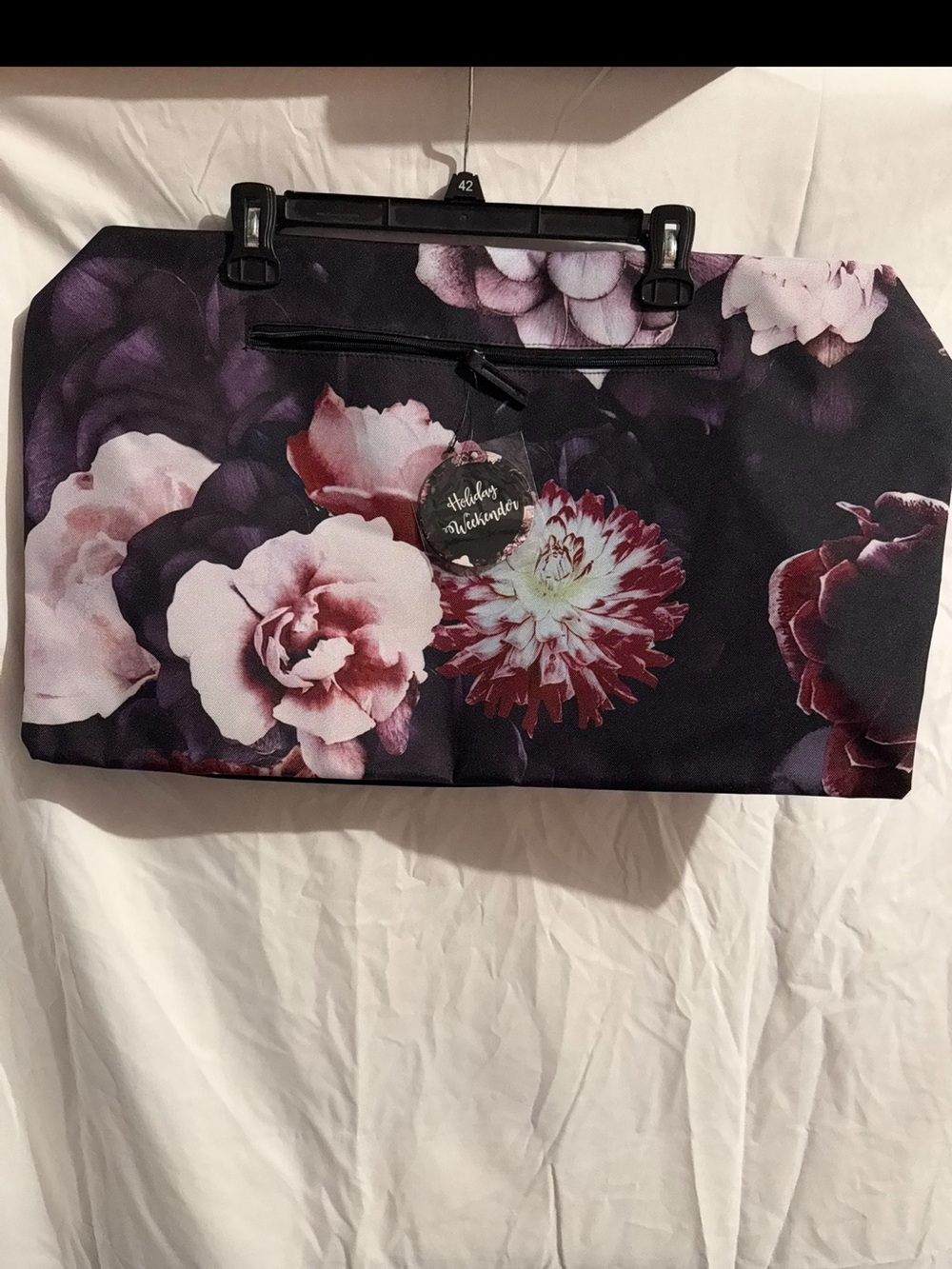 Arcadia Beauty Weekender Bag Floral Zip in Deep Plum and Blush